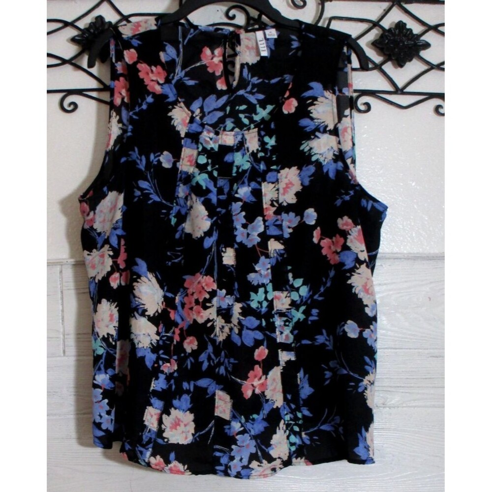 Elle Women's Top Size XL Sleeveless Multicolored Floral Round Neck